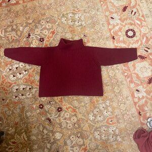 Ellen Tracy Crop Sweater Maroon, Size L